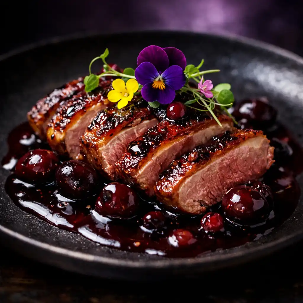Canard laqué à la braise, plat signature du chef de C.S.E. FONTAINE MULNARD